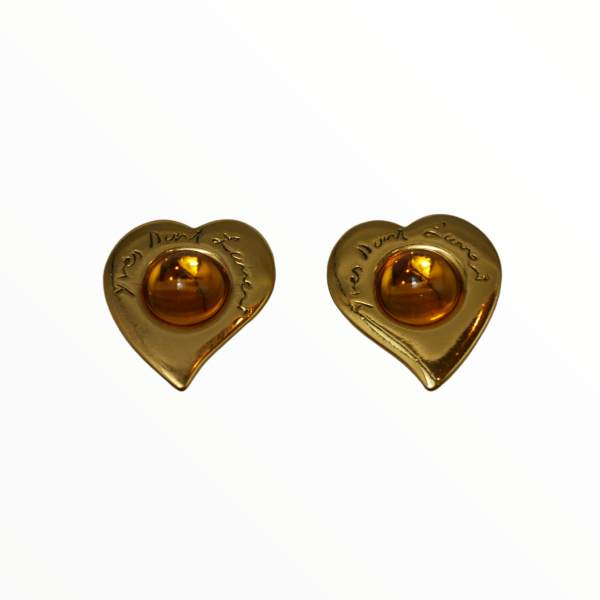 Yves Saint Laurent vintage heart-shaped orange earclips - 1990s Online now