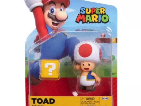 NINTENDO SUPER MARIO 4  FIGURES TOAD WITH ? BLOCK Hot on Sale